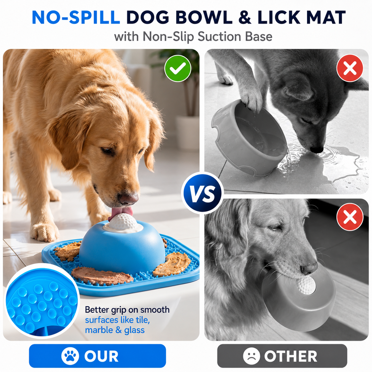 2-in-1 Slow Feeder Lick Ball Bowl